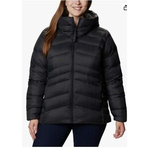 Columbia Autumn Park Hooded Down Puffer Jacket Women's 1X Extended Black‎ NWT